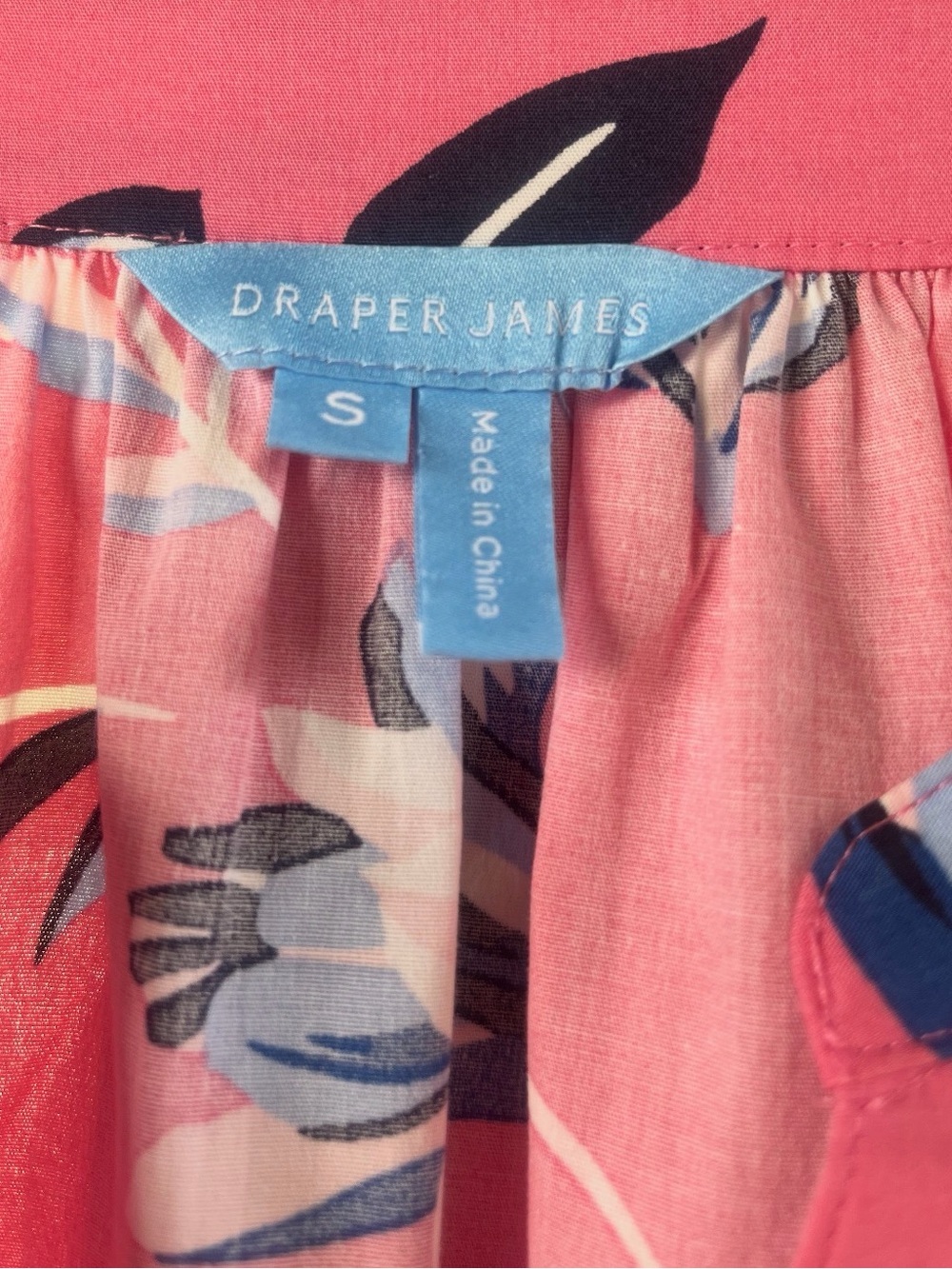 Draper James Coral Pink Floral Blouse with Blue Accents - Picture 4 of 4